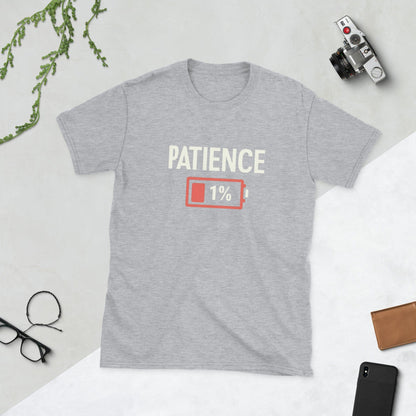 Padres Mágicos Gris deportivo / S Camiseta Patience 1% - Diseño Divertido y Realista
