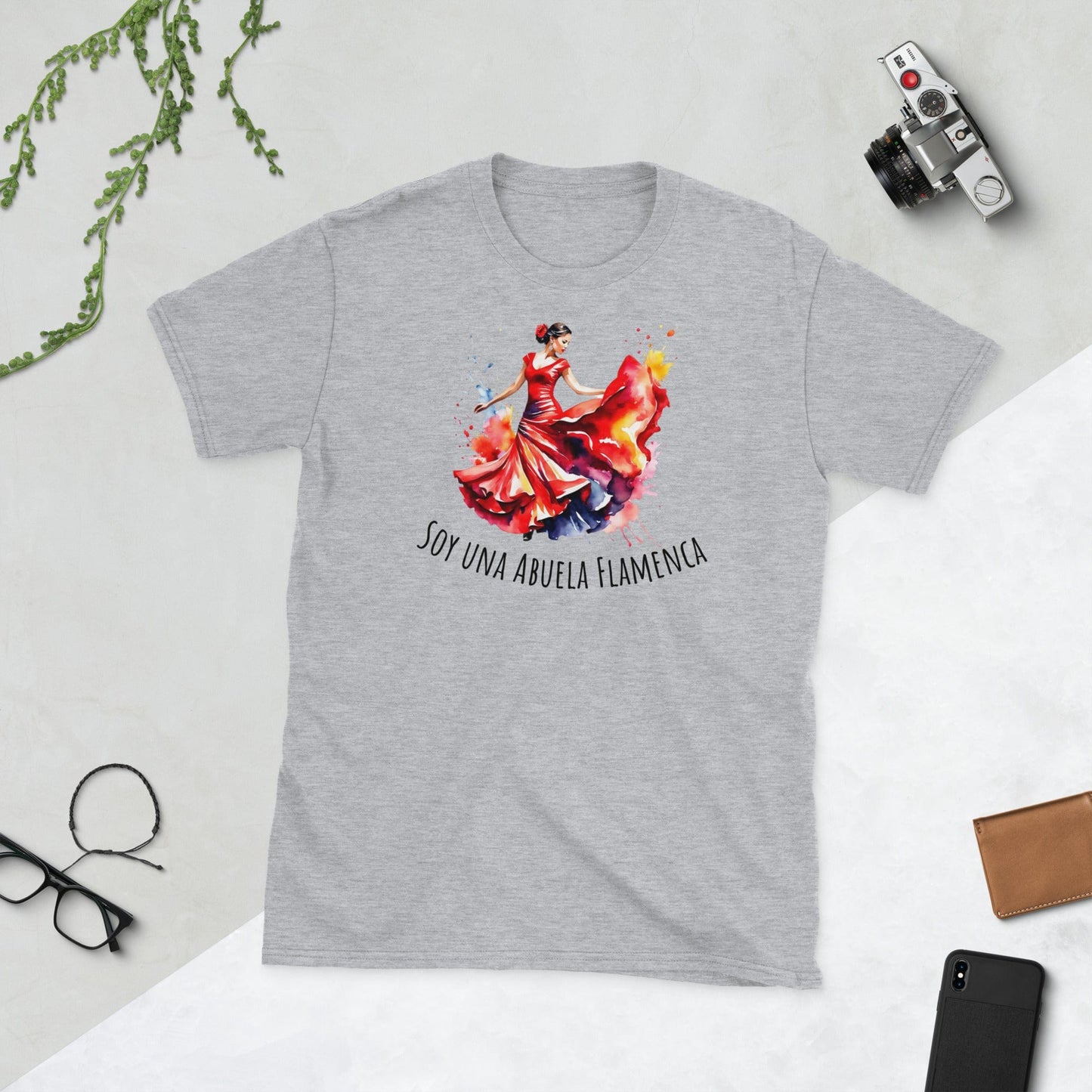 Padres Mágicos Gris deportivo / S Camiseta "Soy una Abuela Flamenca" - Para Abuelas con Pasión por el Baile