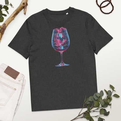 Padres Mágicos Gris jaspeado oscuro / S Camiseta "Bosque Futurista de Neón" de Algodón Orgánico - Ideal para Amantes del Futuro