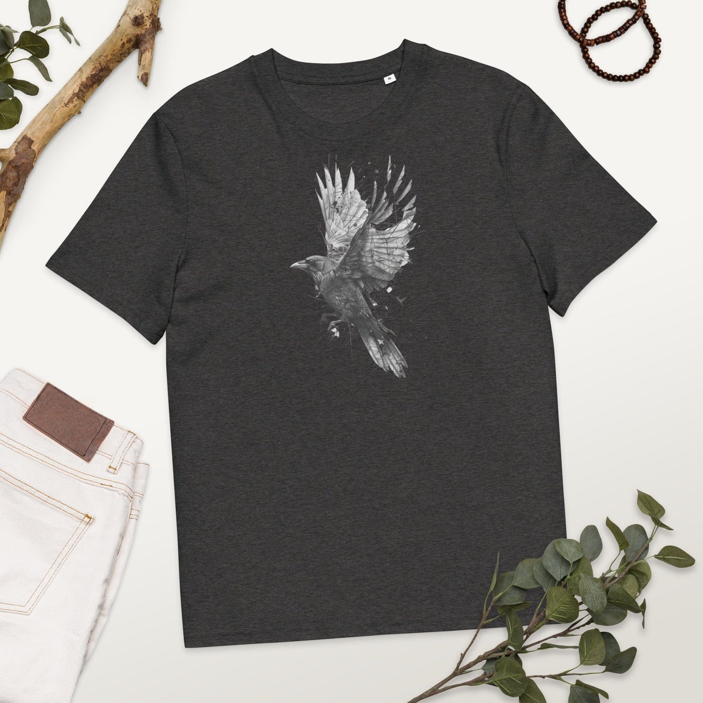 Padres Mágicos Gris jaspeado oscuro / S Camiseta "Cuervo Negro" Unisex de Algodón Bio