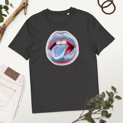 Padres Mágicos Gris jaspeado oscuro / S Camiseta Labios Iridiscentes - Algodón Orgánico