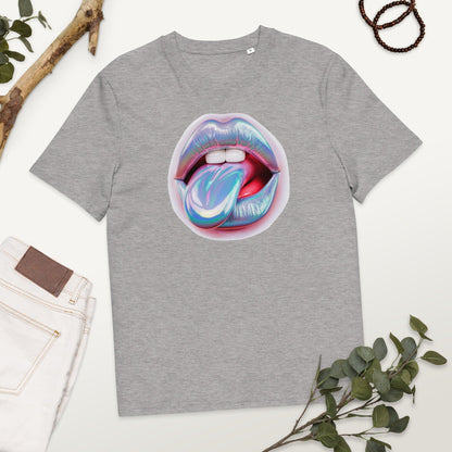 Padres Mágicos Gris jaspeado / S Camiseta Labios Iridiscentes - Algodón Orgánico