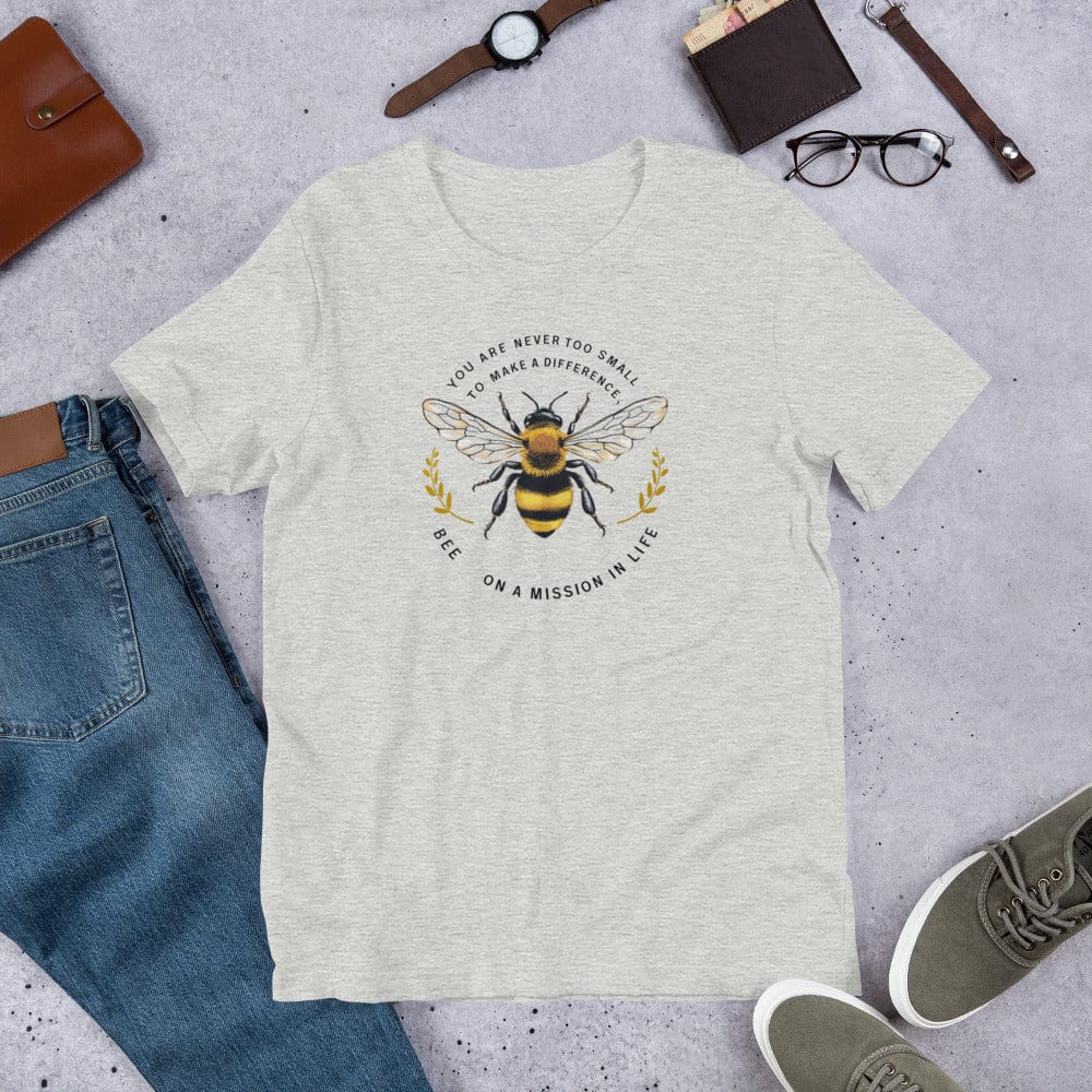 Padres Mágicos Jaspeado atlético / S Camiseta "Abeja en Misión" de algodón suave - Para Inspiradores