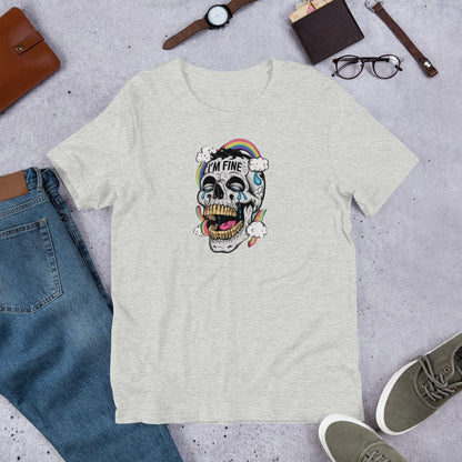 Padres Mágicos Jaspeado atlético / S Camiseta "I'm Fine" - Diseño Irónico y Artístico