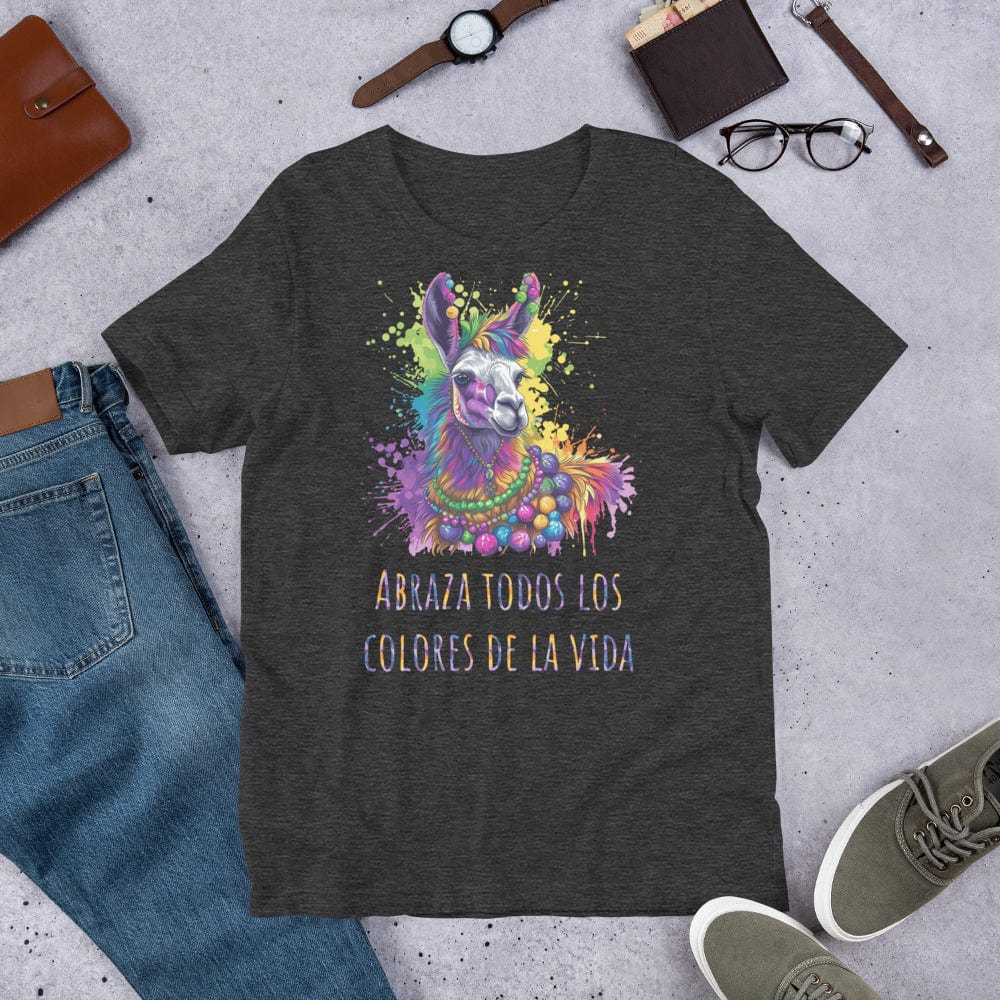 Padres Mágicos Jaspeado gris oscuro / S Camiseta "Abraza Todos los Colores de la Vida" - Alpaca