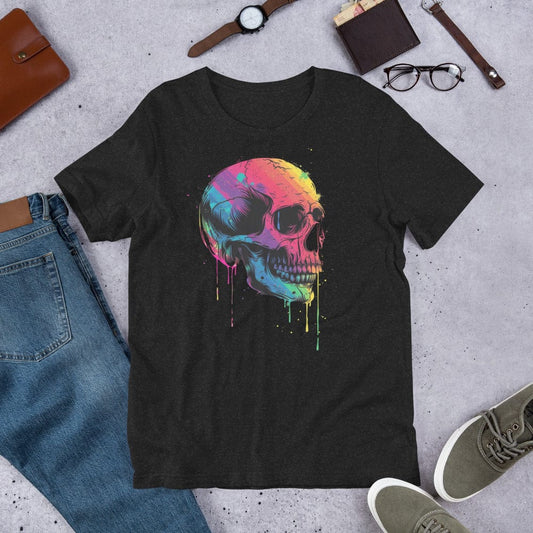 Padres Mágicos Jaspeado negro / S Camiseta Calavera Fluorescente - Estilo Brillante y Moderno