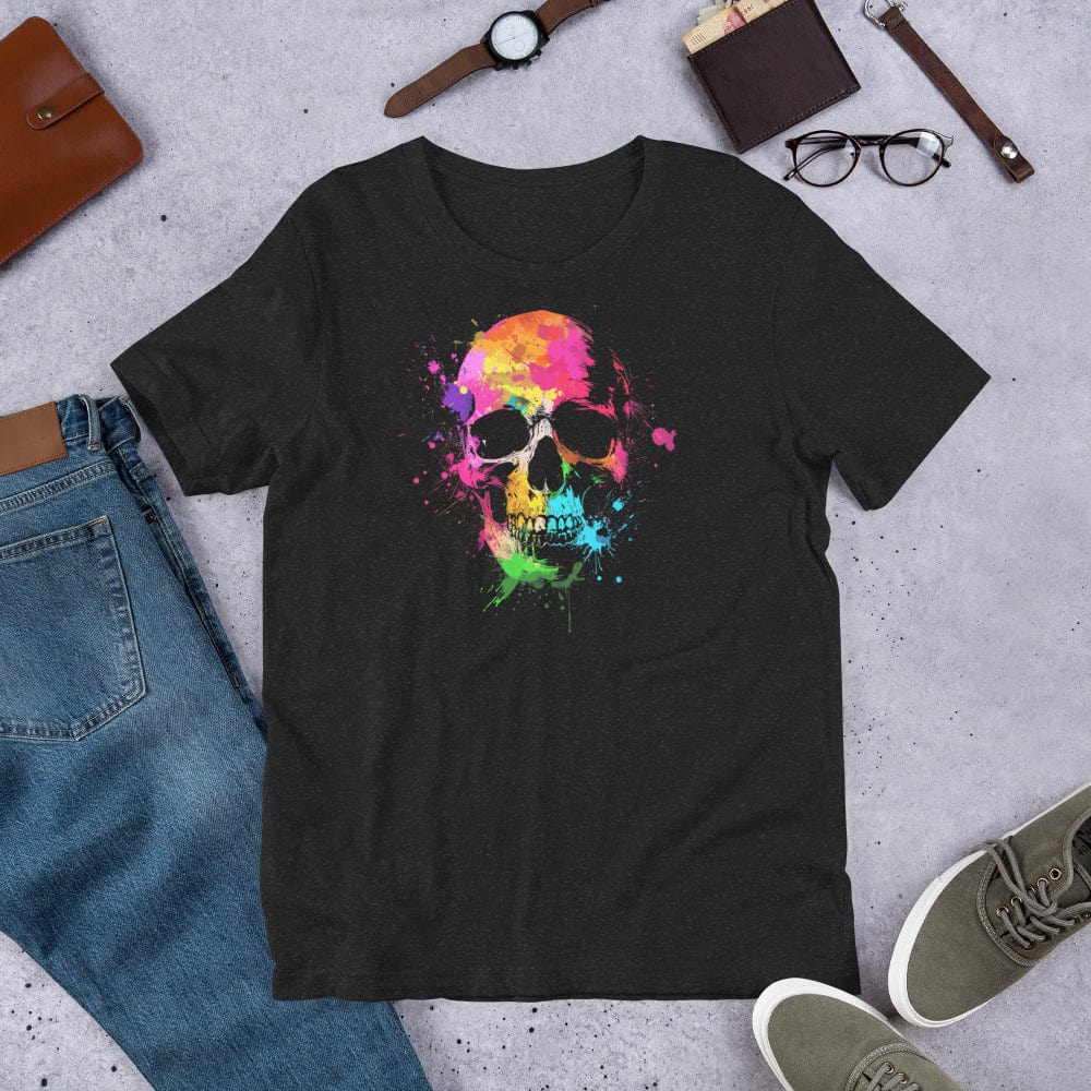 Padres Mágicos Jaspeado negro / S Camiseta Calavera Neón - Estilo Vibrante y Único