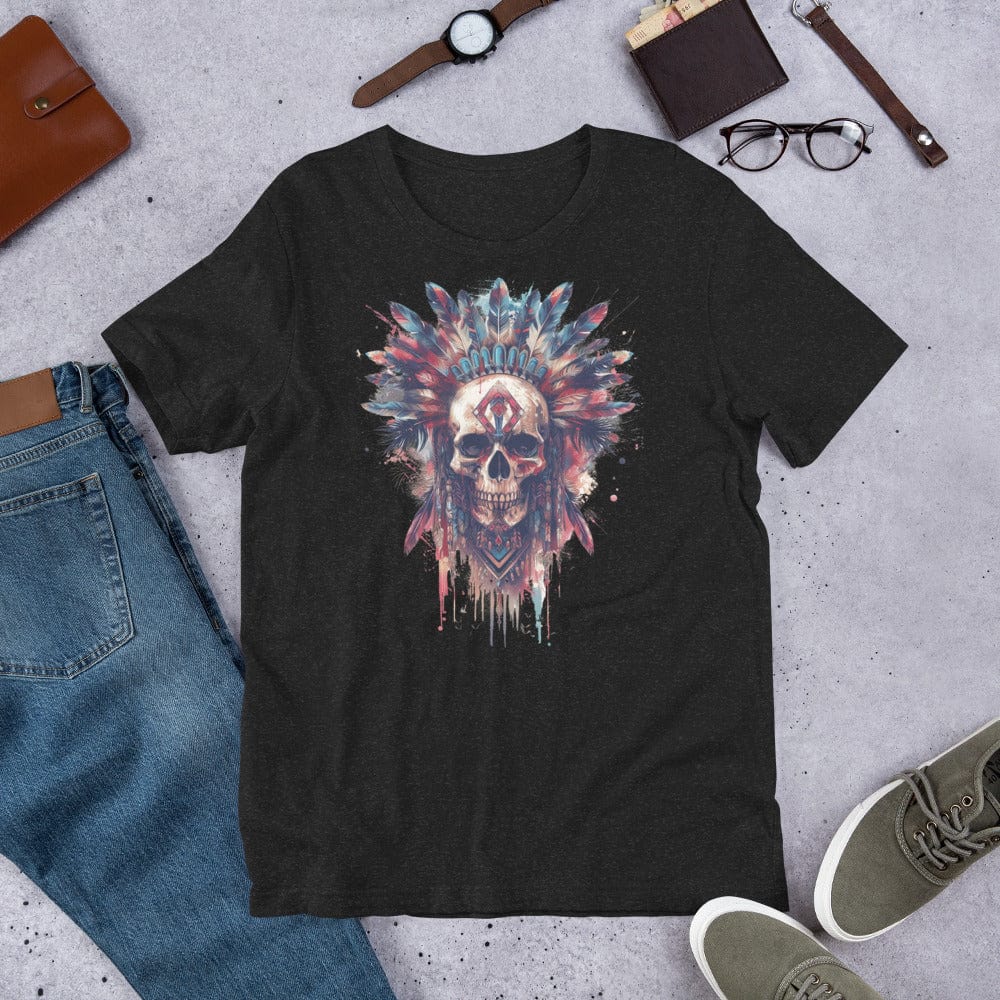 Padres Mágicos Jaspeado negro / S Camiseta Calavera Tribal - Estilo Cultural y Atemporal