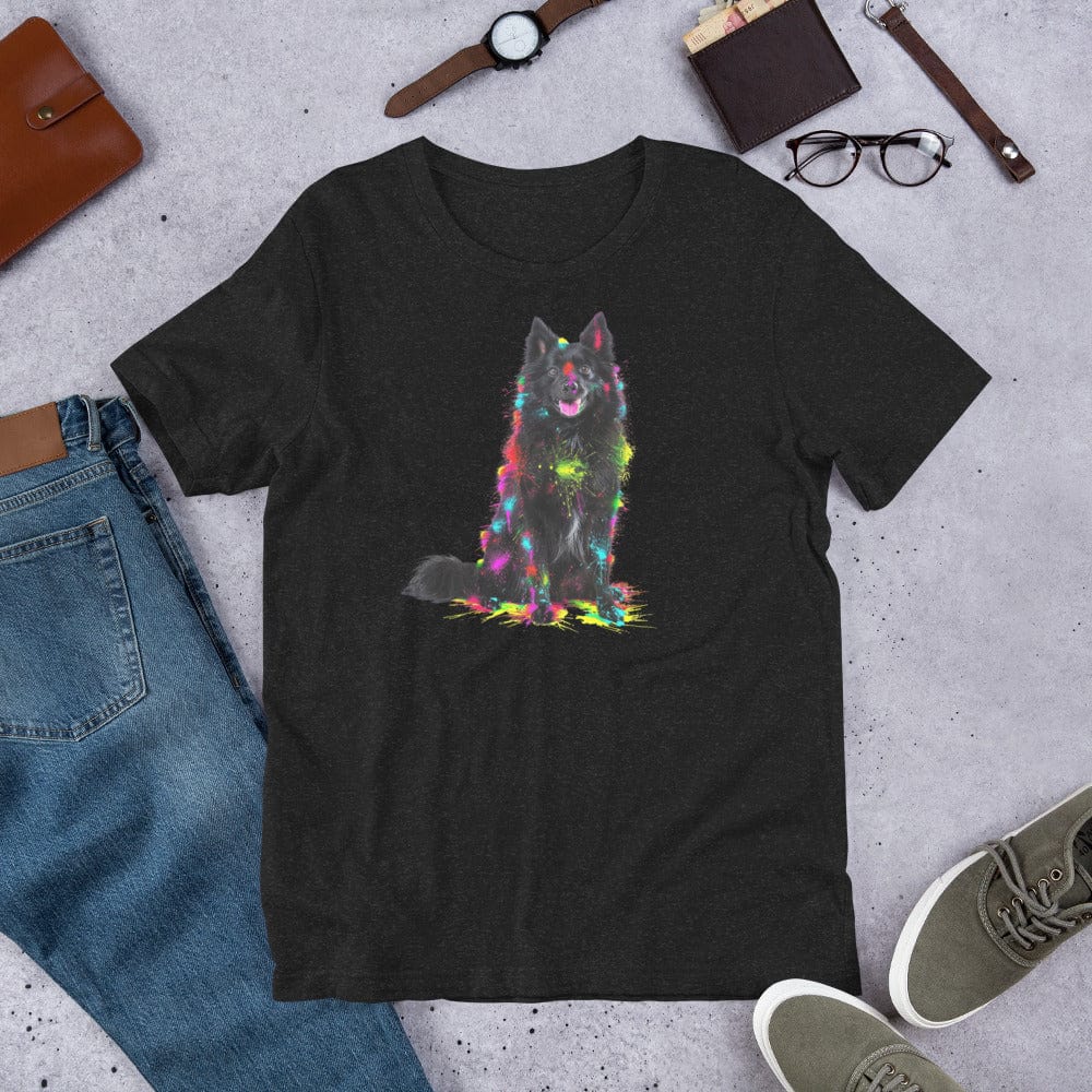 Padres Mágicos Jaspeado negro / S Camiseta con Diseño de Perro Colorido - Pastor Belga