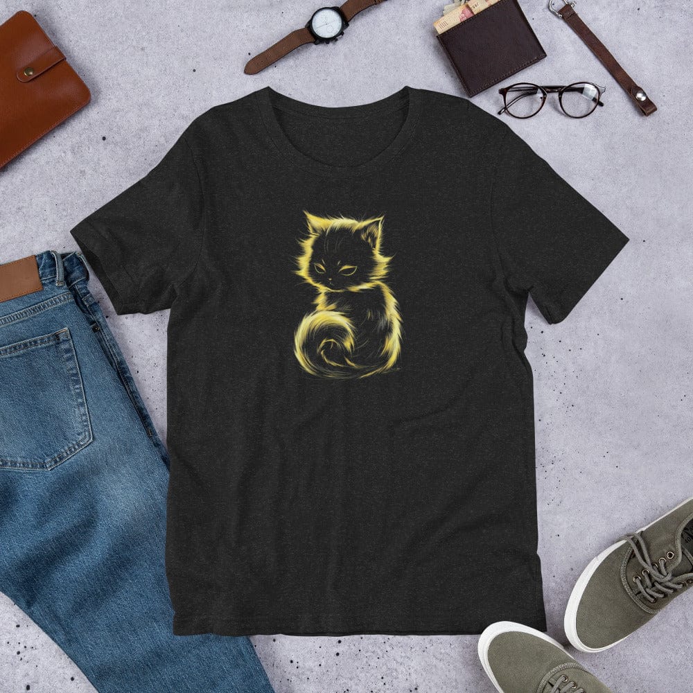 Padres Mágicos Jaspeado negro / S Camiseta "Gato Misterioso" de algodón suave - Para los amantes de los gatos y el misterio