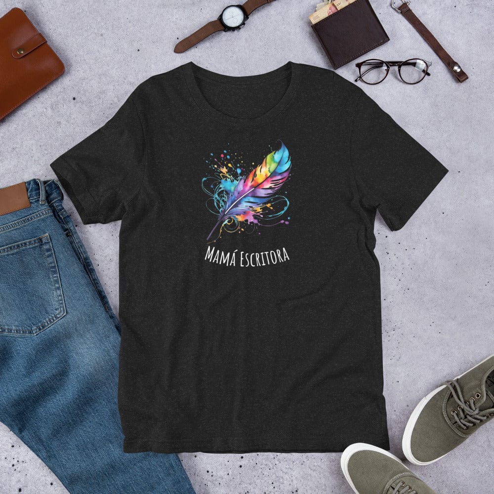 Padres Mágicos Jaspeado negro / S Camiseta Mamá Escritora - Estilo Creativo y Colorido para Amantes de la Escritura