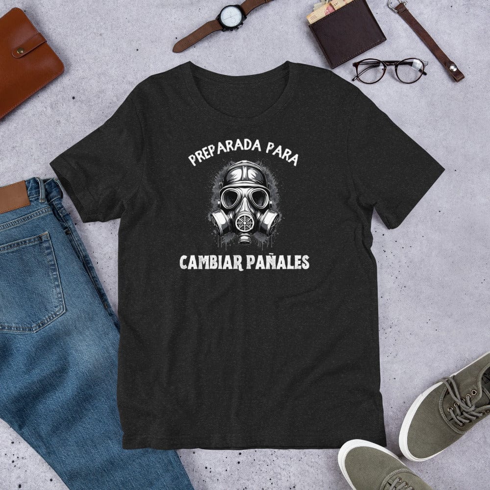 Padres Mágicos Jaspeado negro / S Camiseta "Preparada para Cambiar Pañales" - Para Nuevas Madres