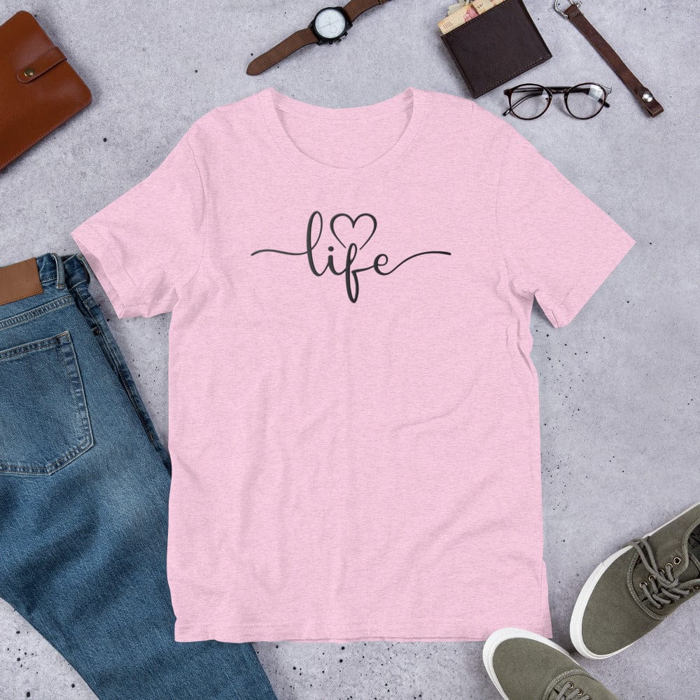 Padres Mágicos Lila prisma jaspeado / S Camiseta "Love Life" - Diseño Minimalista y Elegante