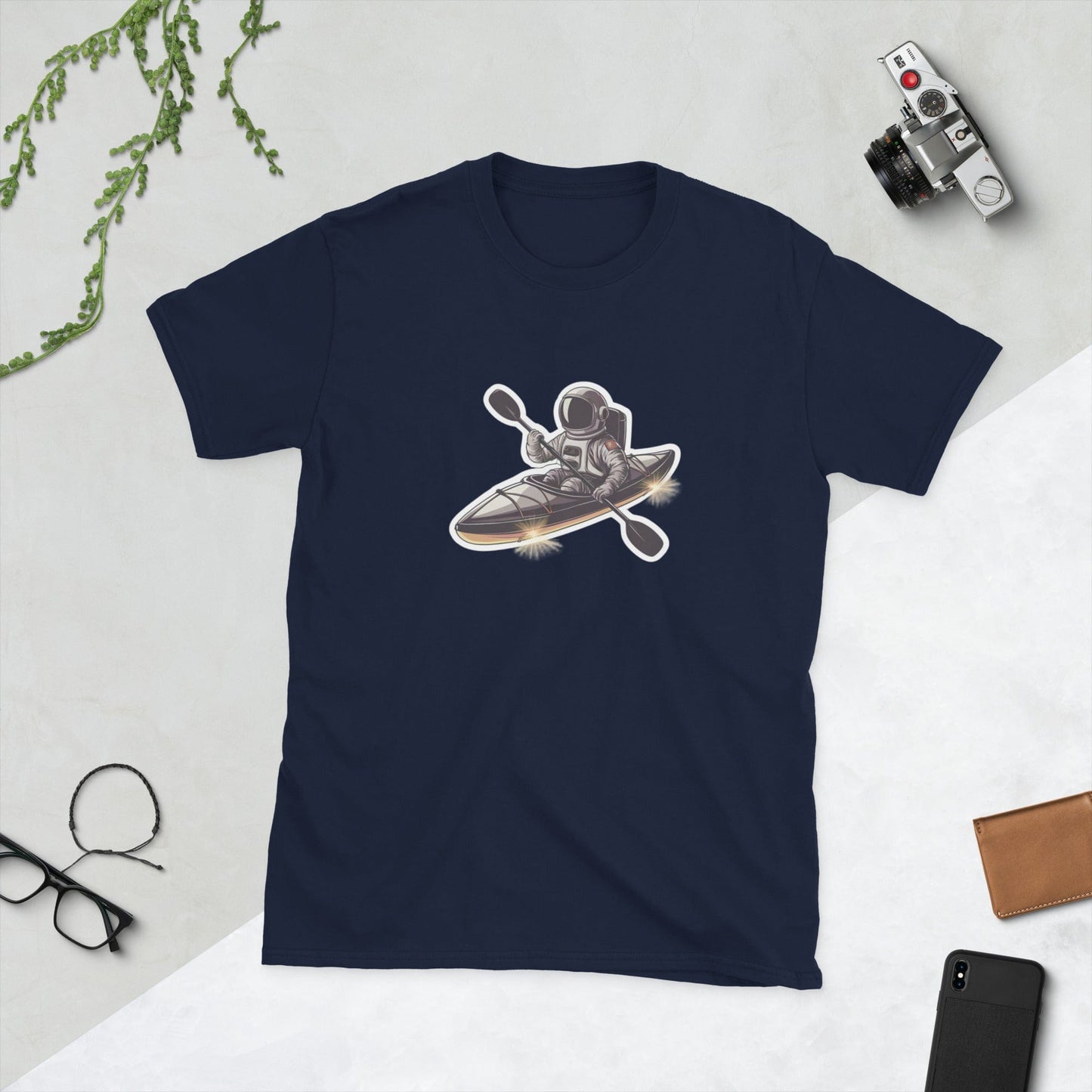 Padres Mágicos Marino / S Camiseta "Astronauta en Kayak" - 100% Algodón con Diseño Original