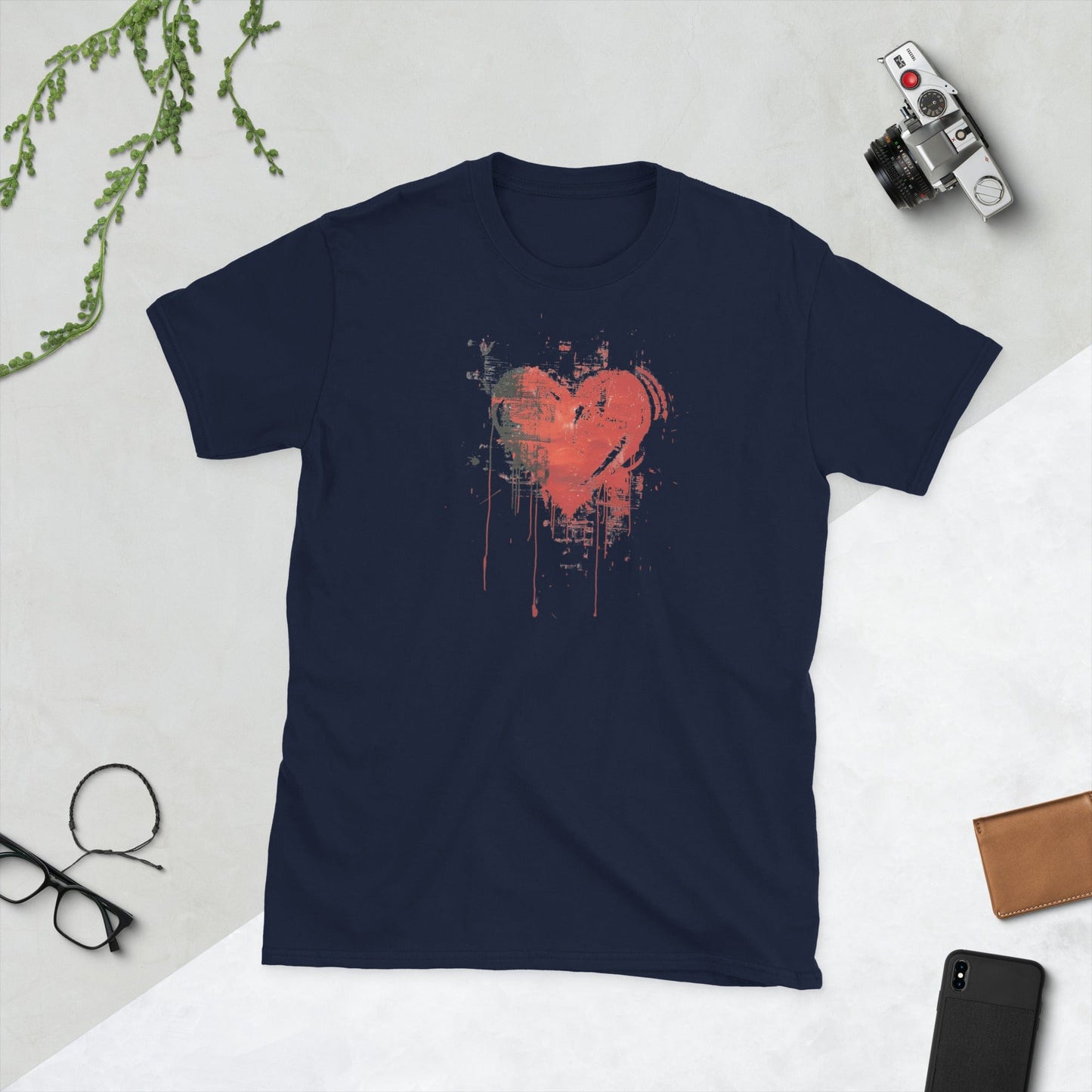 Padres Mágicos Marino / S Camiseta con Diseño de Corazón Artístico - Expresión de Amor y Arte