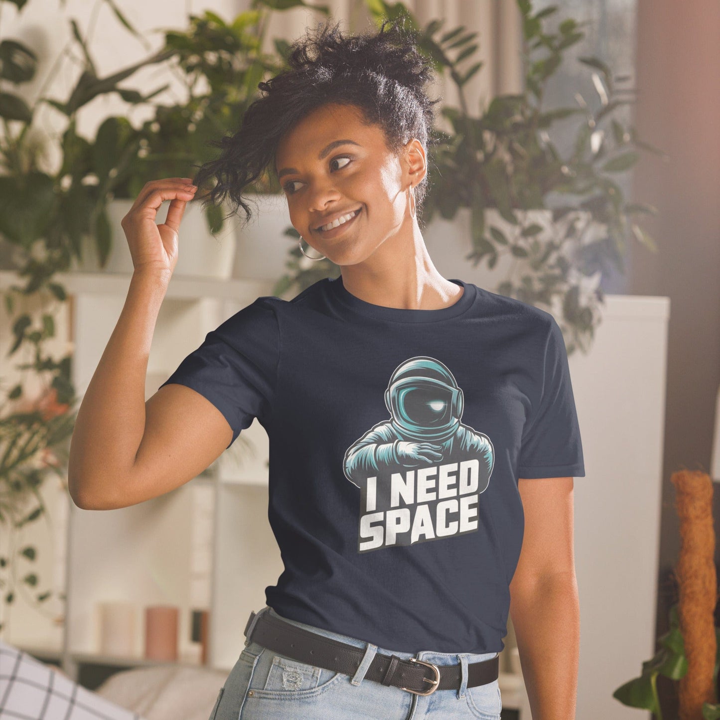 Padres Mágicos Marino / S Camiseta "I Need Space" - 100% Algodón con Diseño de Astronauta