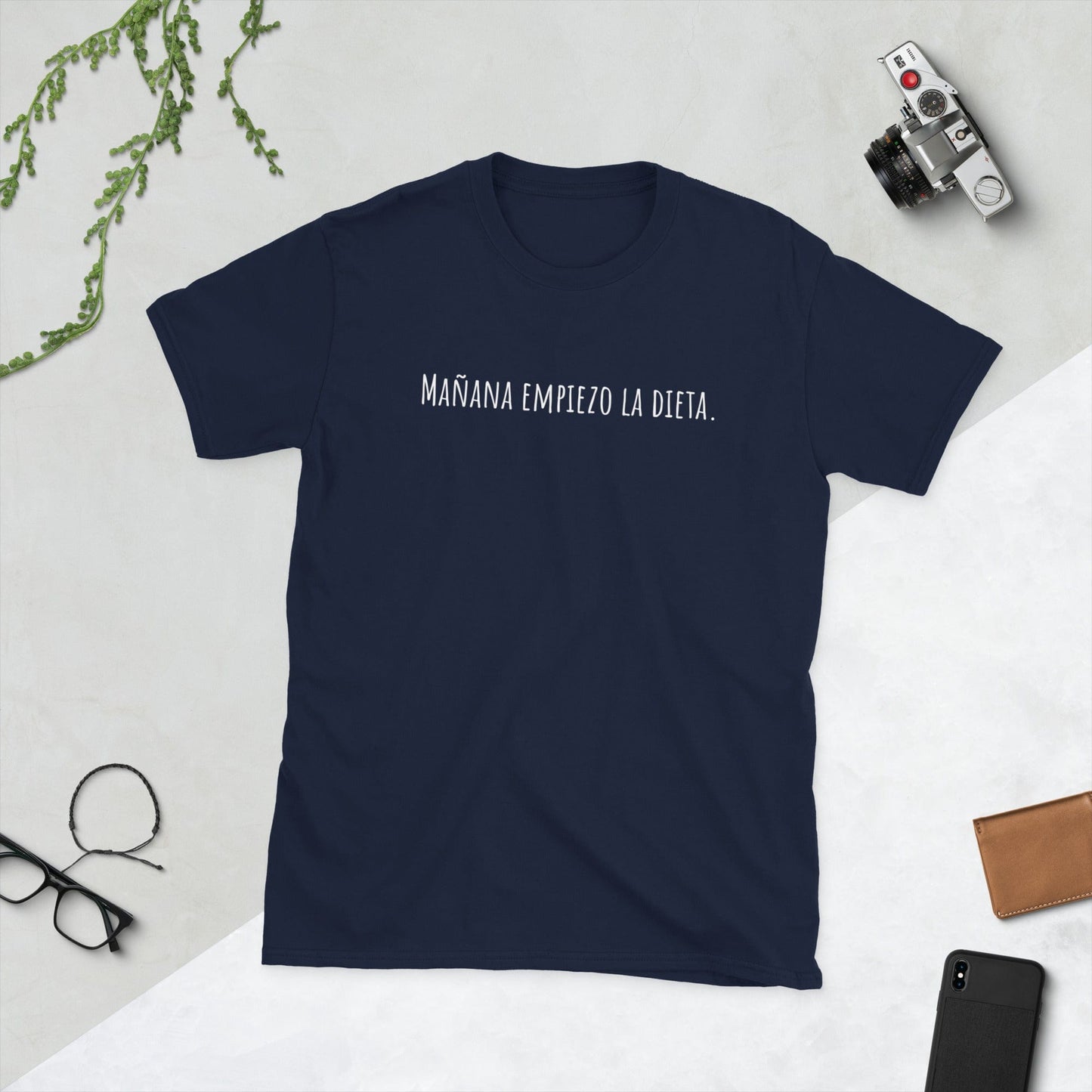 Padres Mágicos Marino / S Camiseta "Mañana Empiezo la Dieta" - Diseño Divertido y Relatable