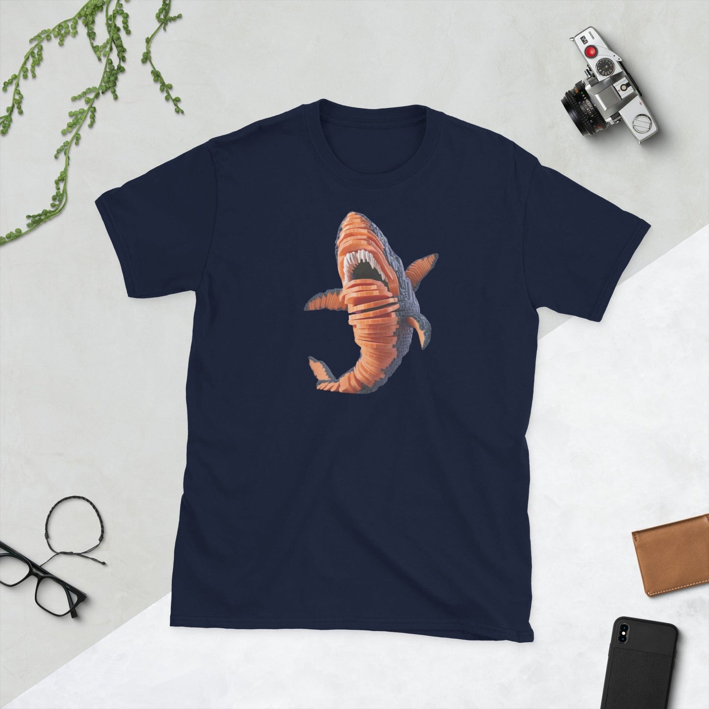 Padres Mágicos Marino / S Camiseta "Tiburón Zanahorias" - 100% Algodón para Amantes de Diseños Únicos