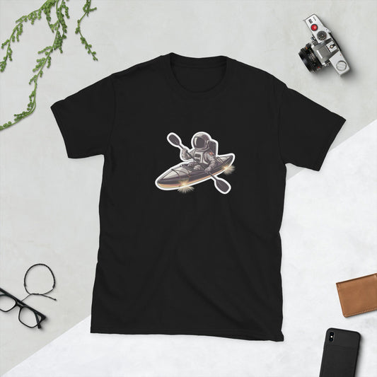 Padres Mágicos Negro / S Camiseta "Astronauta en Kayak" - 100% Algodón con Diseño Original