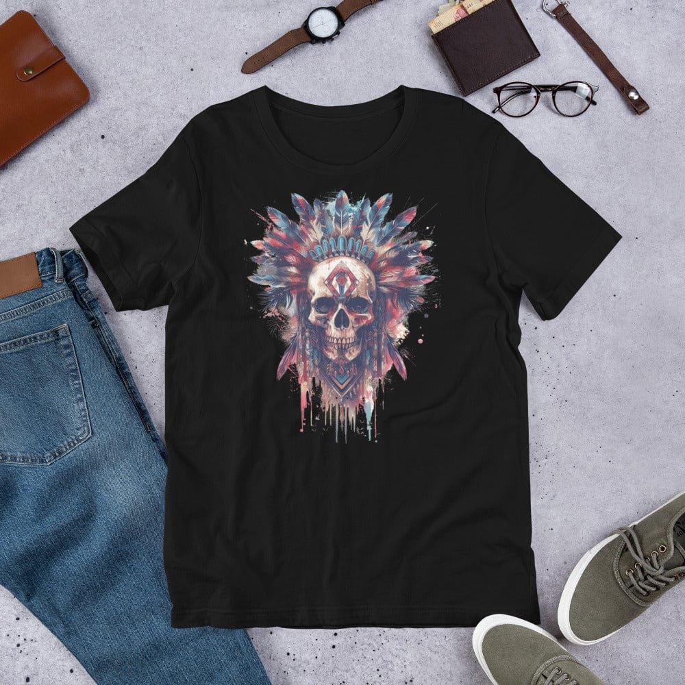 Padres Mágicos Negro / S Camiseta Calavera Tribal - Estilo Cultural y Atemporal