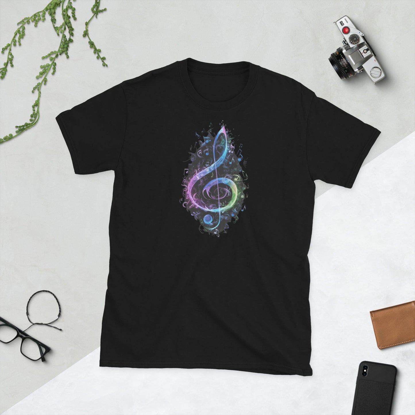 Padres Mágicos Negro / S Camiseta "Clave de Sol Mágica" - 100% Algodón con Diseño Artístico Musical