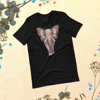 Padres Mágicos Negro / S Camiseta "Elefante Alado" de algodón suave