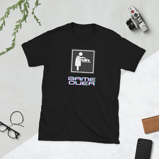 Padres Mágicos Negro / S Camiseta "Game Over" - Humor para Nuevas Madres