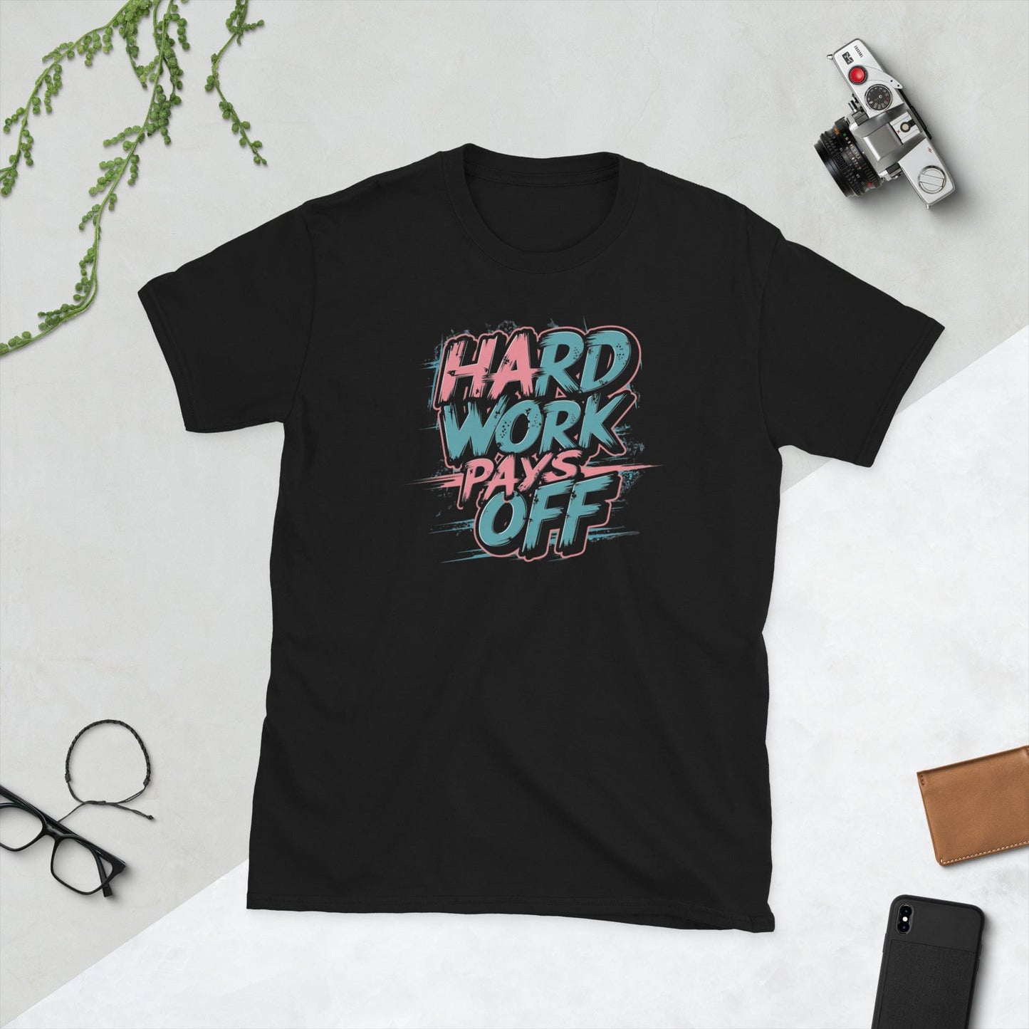 Padres Mágicos Negro / S Camiseta Hard Work Pays Off - Diseño Motivacional y Energético