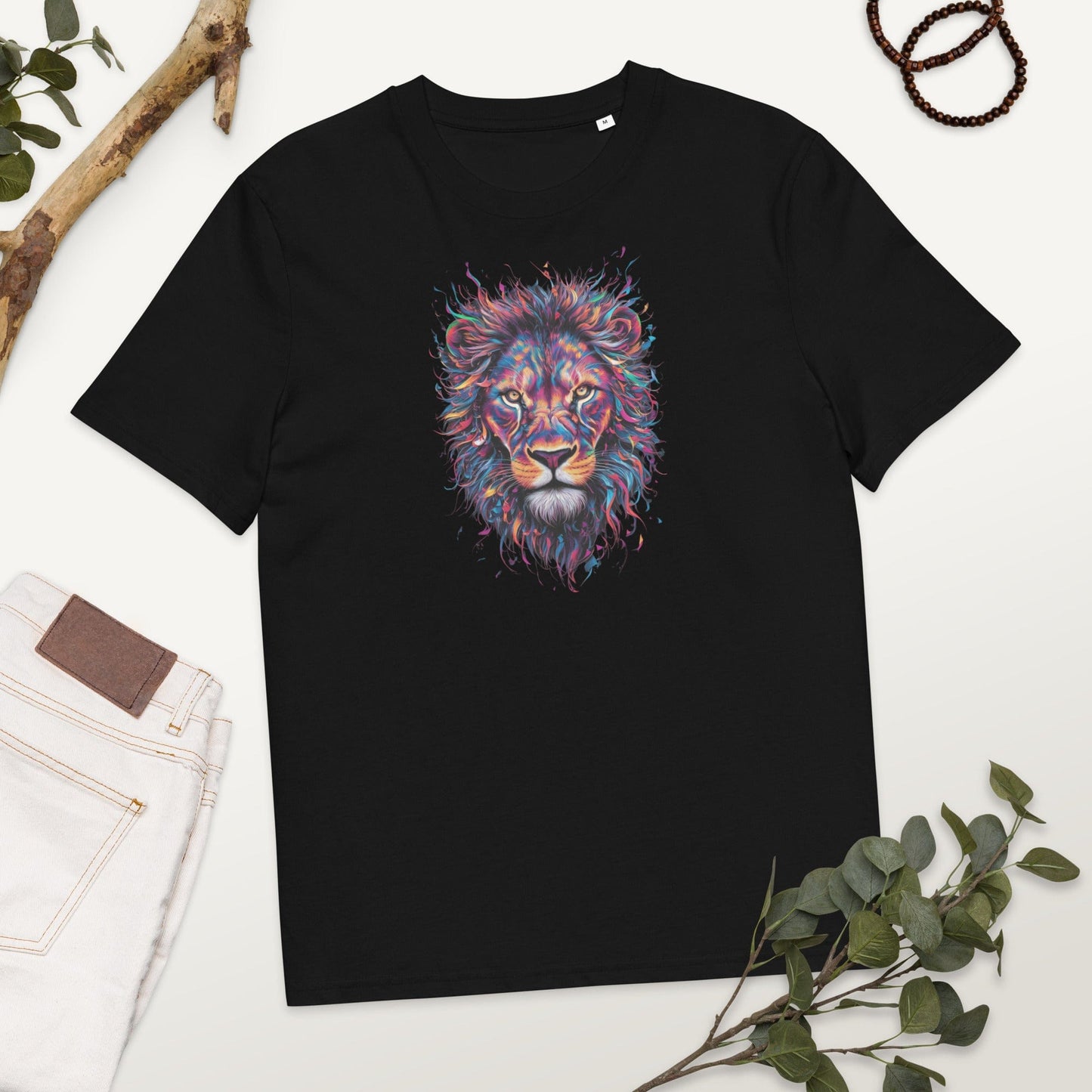 Padres Mágicos Negro / S Camiseta León Colorido - Algodón Orgánico