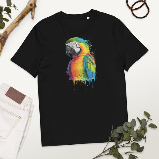 Padres Mágicos Negro / S Camiseta Loro Realista Colorido - Algodón Orgánico