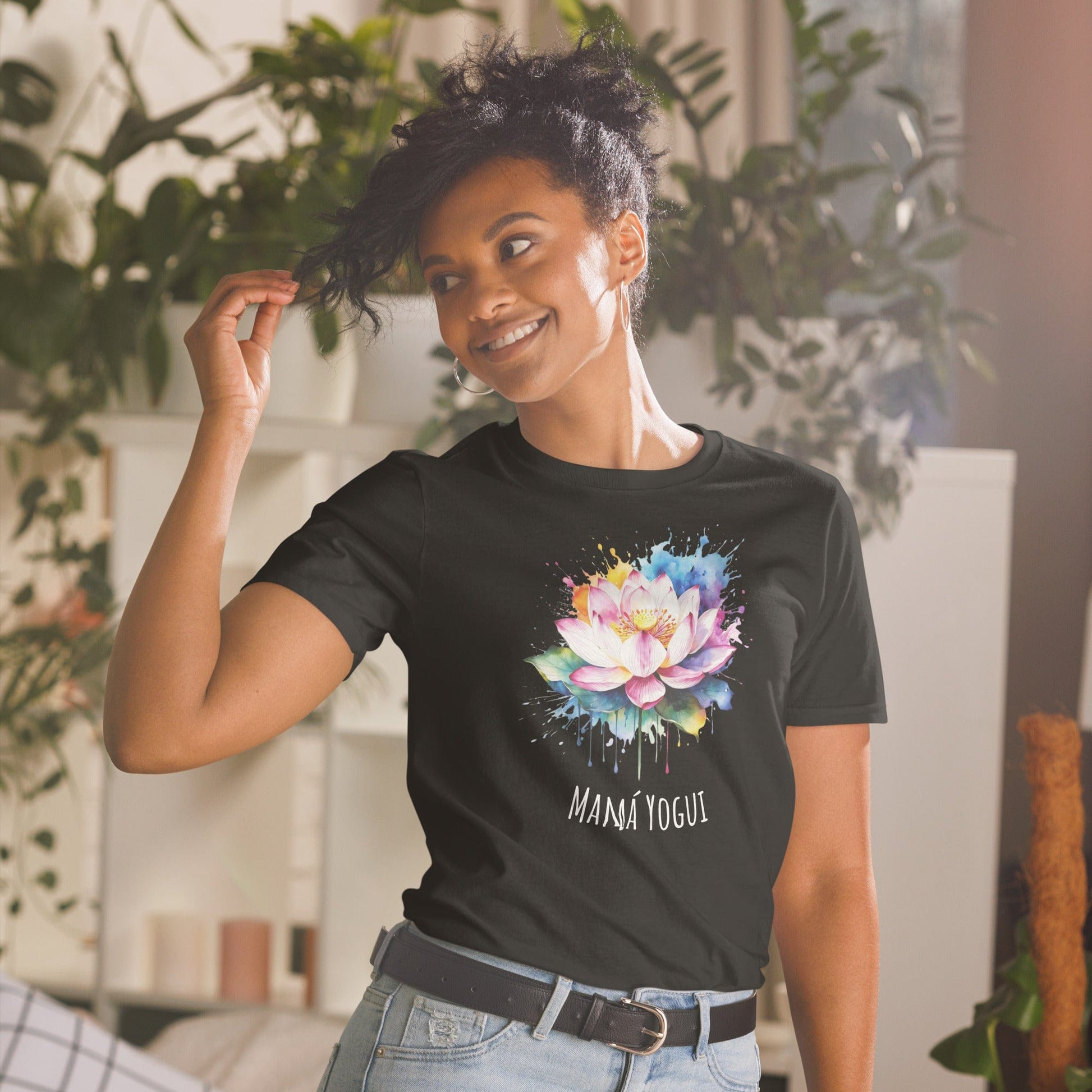 Padres Mágicos Negro / S Camiseta "Mamá Yogui" - Para Madres Apasionadas por el Yoga