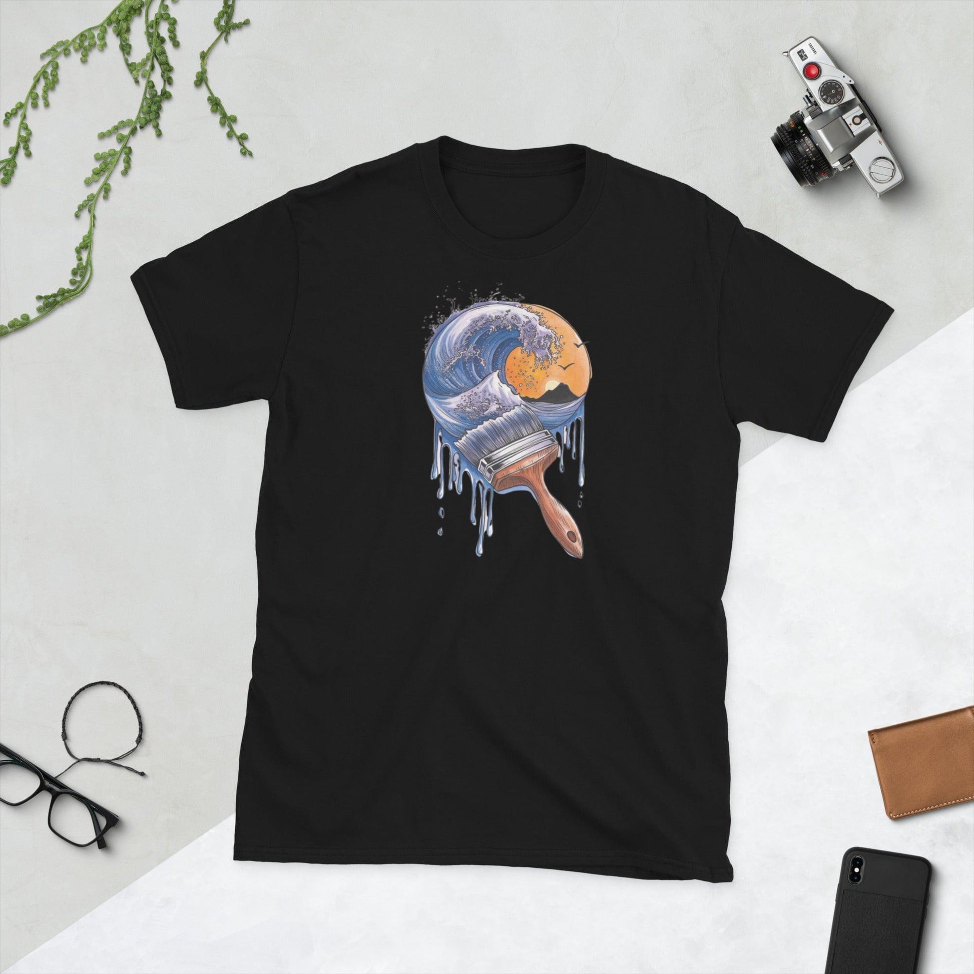 Padres Mágicos Negro / S Camiseta Oleaje Creativo - Diseño Artístico y Original