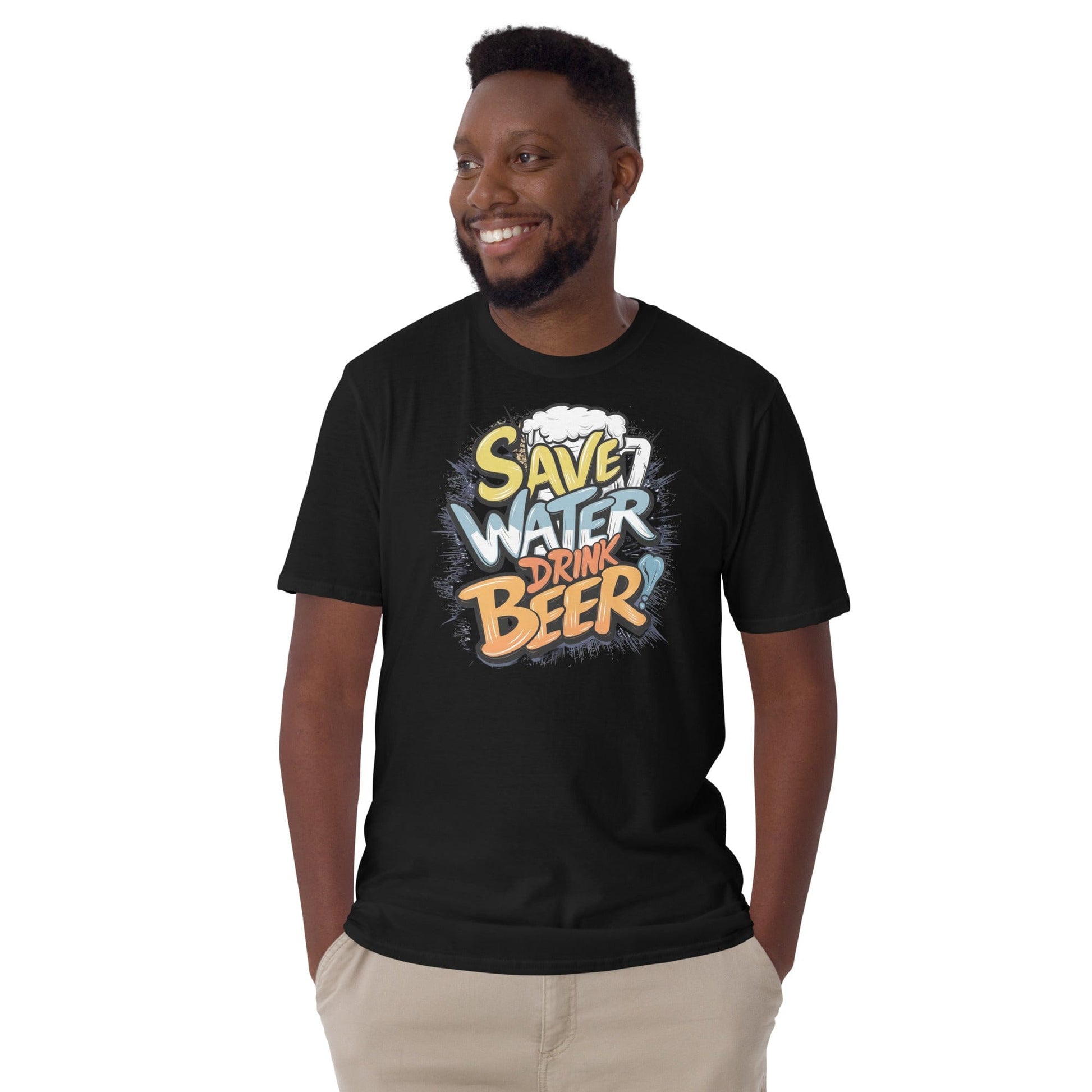 Padres Mágicos Negro / S Camiseta "Save Water Drink Beer" - 100% Algodón con Diseño Divertido