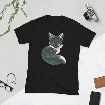 Padres Mágicos Negro / S Camiseta "Zorro Místico" - Arte Digital en 100% Algodón