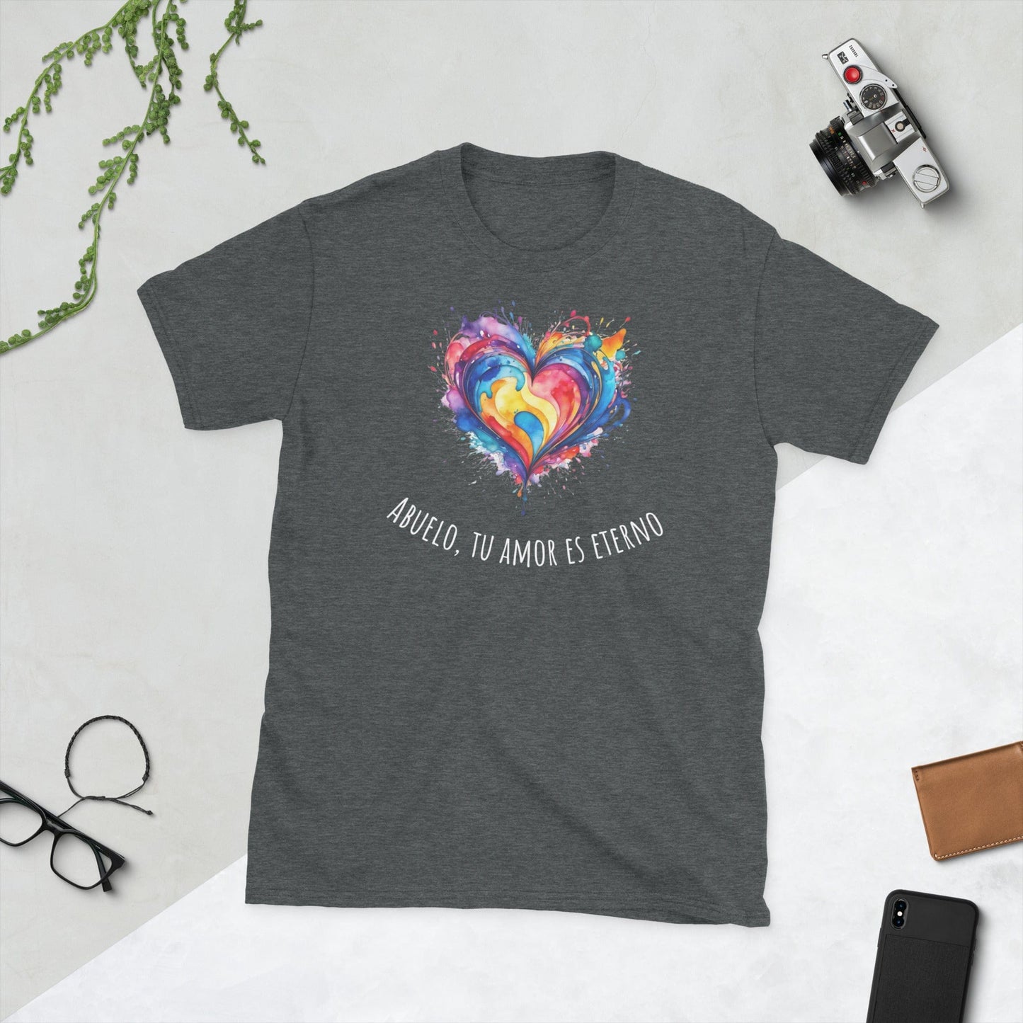 Padres Mágicos Oscuro jaspeado / S Camiseta "Abuelo, Tu Amor es Eterno" - Para Abuelos Especiales