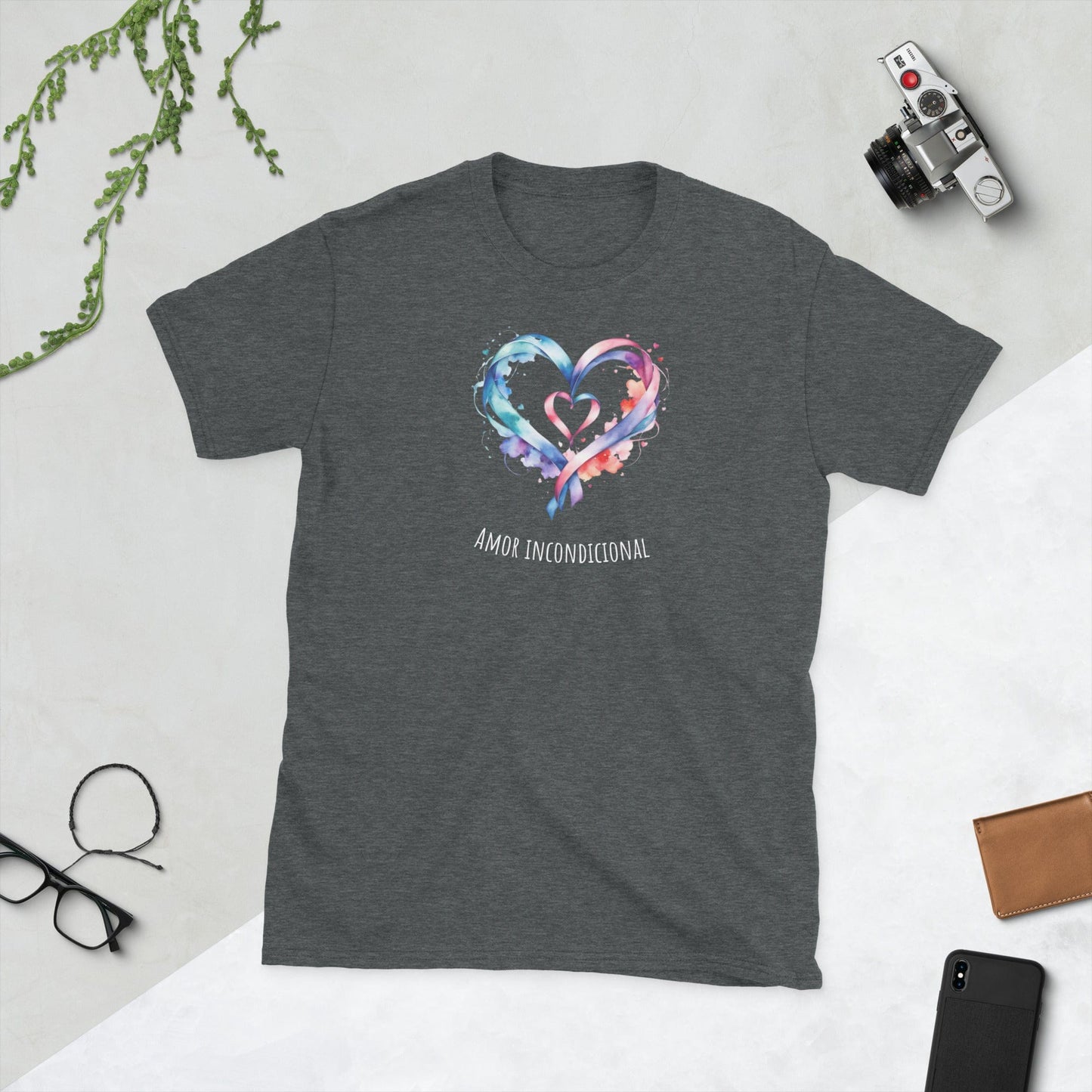 Padres Mágicos Oscuro jaspeado / S Camiseta "Amor Incondicional" - Para Padres Cariñosos