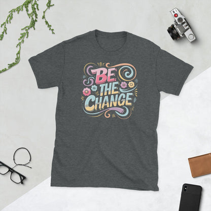 Padres Mágicos Oscuro jaspeado / S Camiseta Be the Change - Diseño Inspirador y Colorido