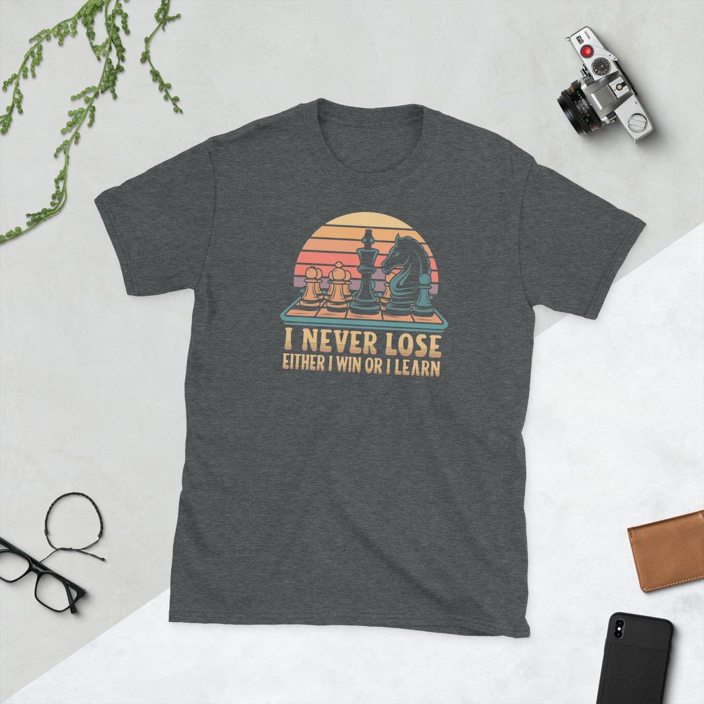 Padres Mágicos Oscuro jaspeado / S Camiseta I Never Lose - Diseño Inspirador y Estratega