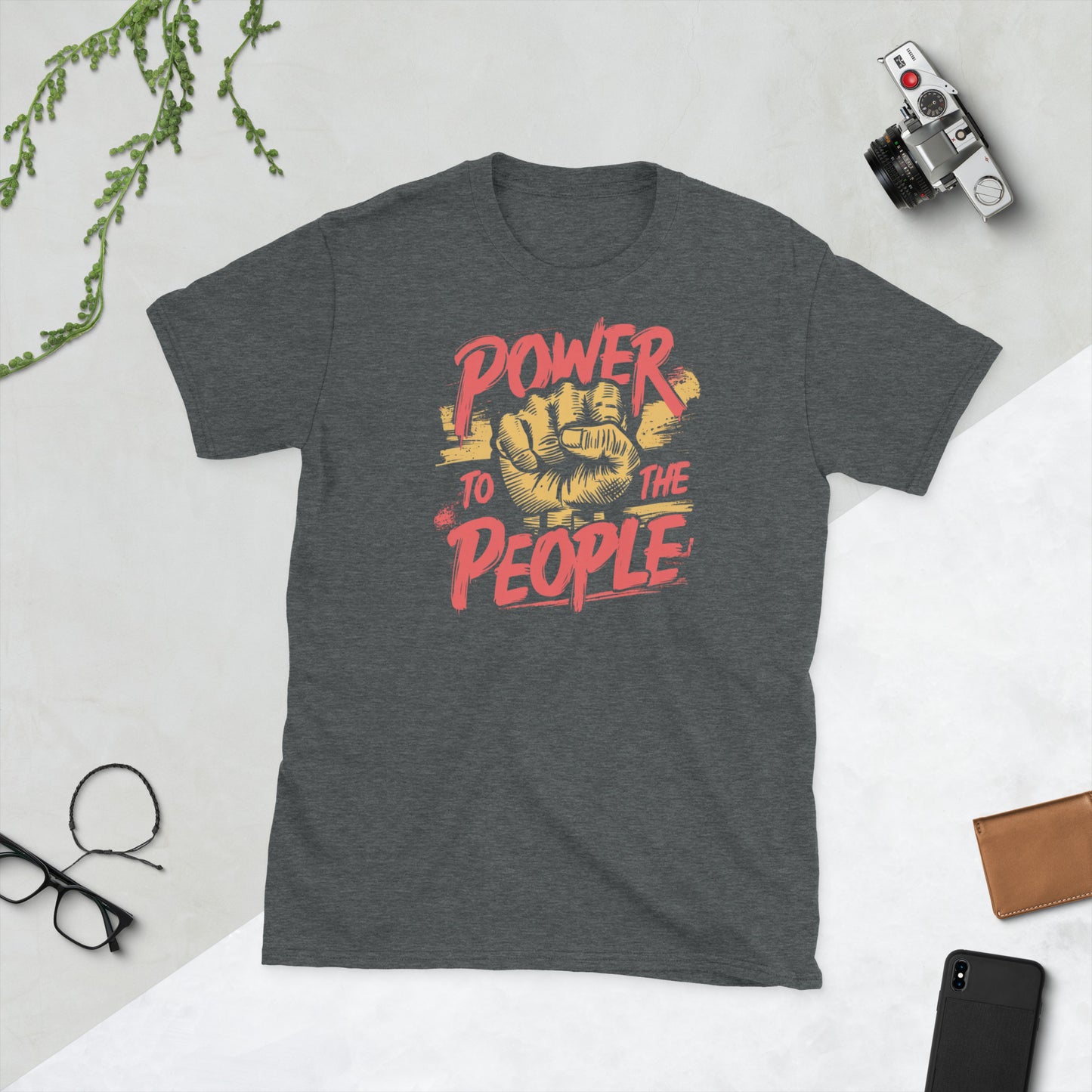 Padres Mágicos Oscuro jaspeado / S Camiseta Power to the People - Diseño Inspirador y Rebelde