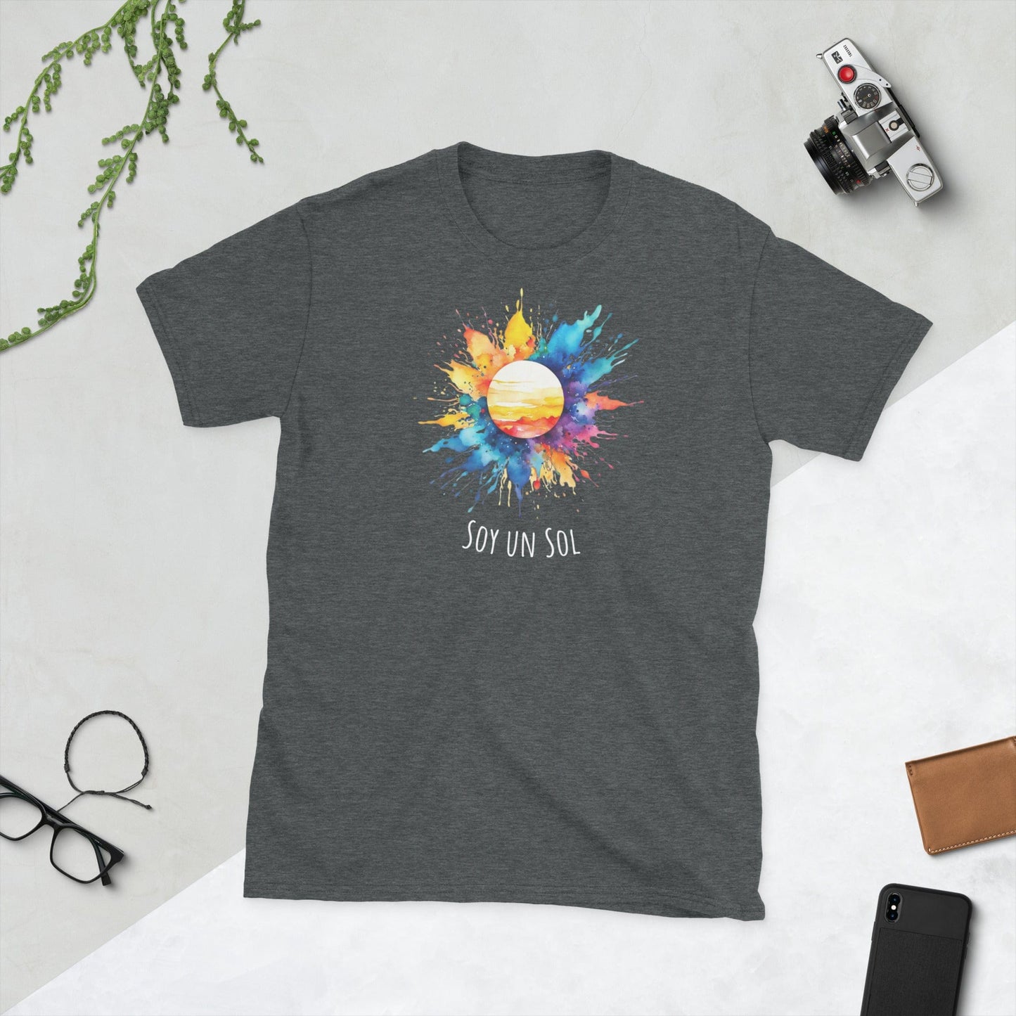 Padres Mágicos Oscuro jaspeado / S Camiseta "Soy un Sol" - Para Padres, Madres, Abuelos y Abuelas Radiantes