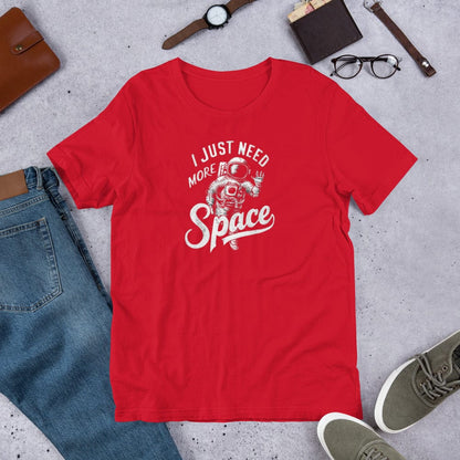 Padres Mágicos Rojo / S Camiseta Divertida "I Just Need More Space" - Diseño de Astronauta