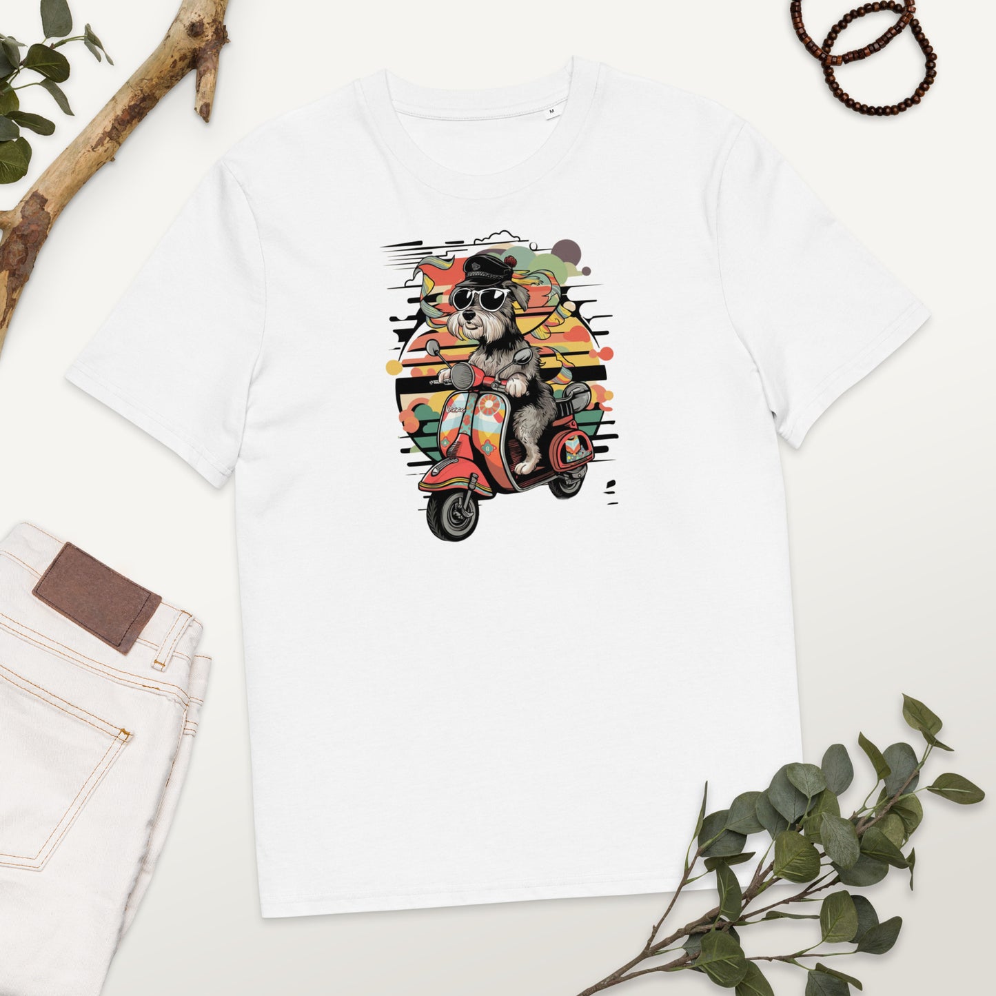 Camiseta Perro Hipster en Moto - Algodón Orgánico